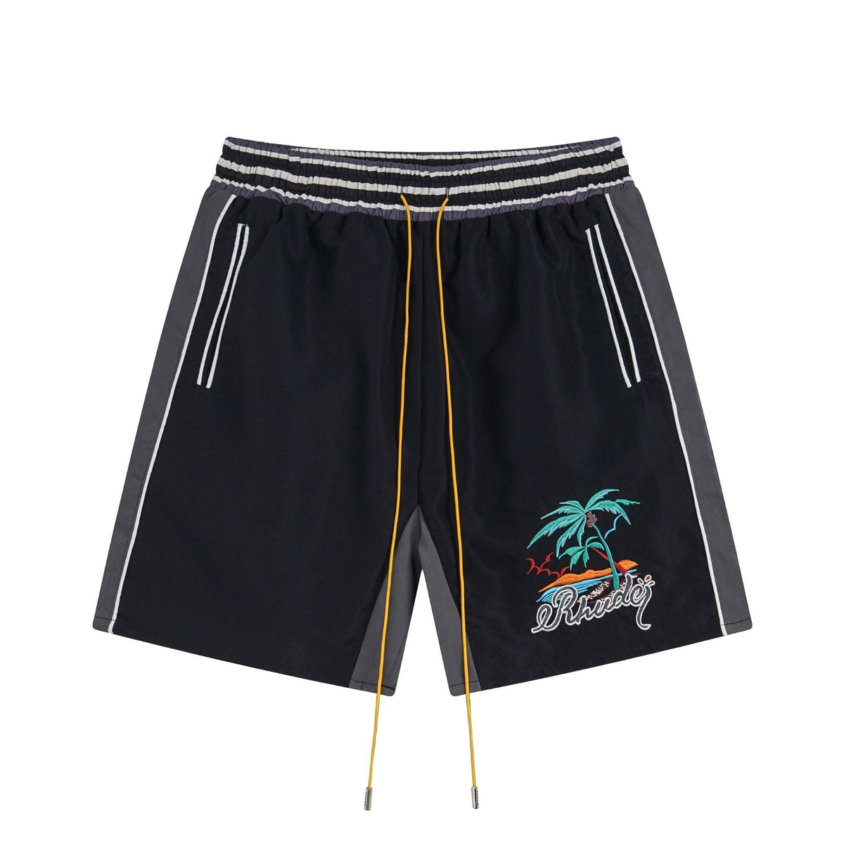 Rhude T-shirt Coconut Alphabet Beach Embroidery Short Sleeve Shirt Shorts